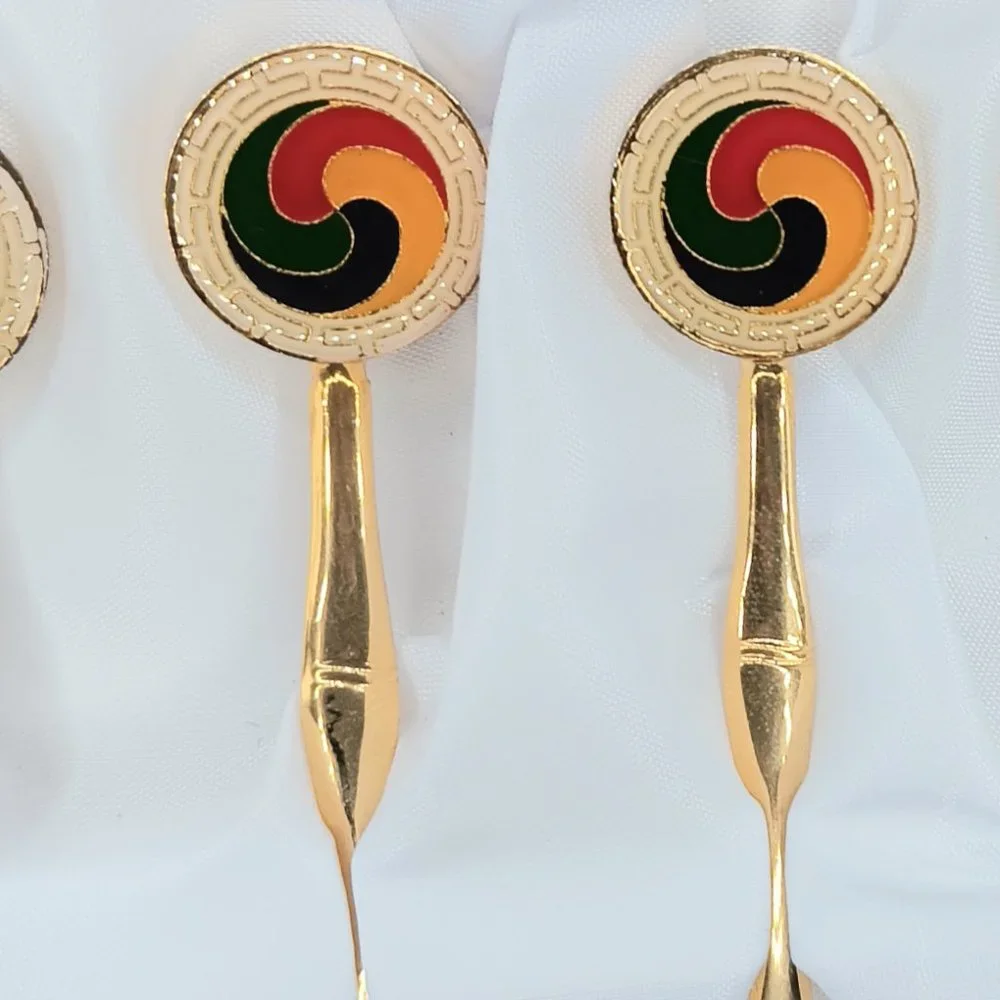 Goldplated Spoons Demitasse Tea Dessert Taegeuk Symbol Set of Five